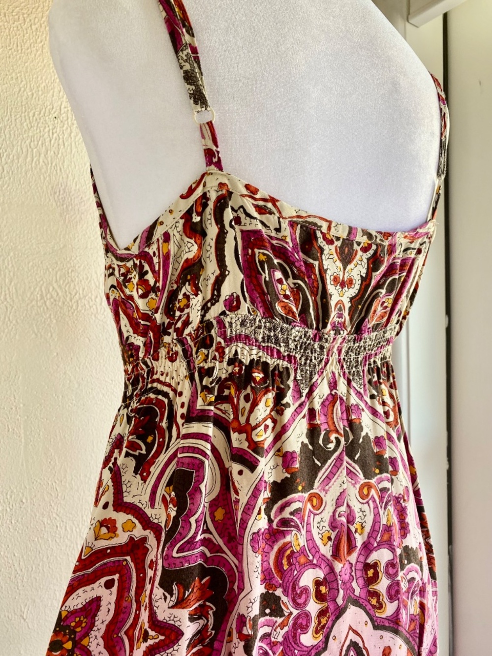 Lucky Brand fuchsia paisley maxi sun dress with ombre hem Size S - Picture 8 of 15